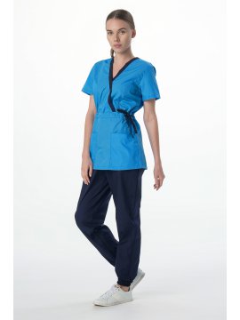 Костюм женский MedLine Арина (тк.Смесовая,120), т.синий/ярко-голубой