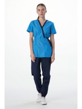 Костюм женский MedLine Арина (тк.Смесовая,120), т.синий/ярко-голубой
