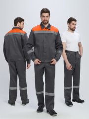 Костюм Лигор-1 СОП (тк.Смесовая,210) брюки, т.серый/оранжевый
