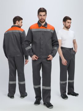Костюм Лигор-1 СОП (тк.Смесовая,210) брюки, т.серый/оранжевый