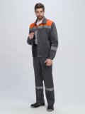 Костюм Лигор-1 СОП (тк.Смесовая,210) брюки, т.серый/оранжевый