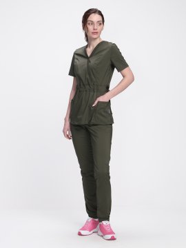 Костюм женский хирургический MedLine (тк.Стрейч,120), хаки