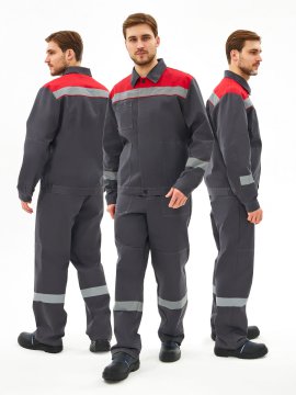 Костюм Липецк-1 СОП CH (тк.Смесовая,280) брюки, т.серый/красный
