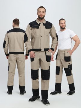 Костюм Вестгард-1 (тк.Канвас,260) брюки, бежевый/черный