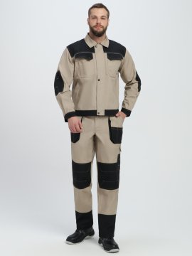 Костюм Вестгард-1 (тк.Канвас,260) брюки, бежевый/черный