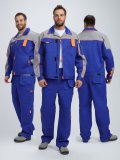 Костюм Драга-1 (тк.Смесовая МВО,240) брюки, васильковый/св.серый/оранжевый