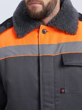 Костюм зимний на пуговицах Квайл-1 СОП (тк.Смесовая,210) брюки, т.серый/оранжевый