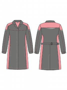 Халат женский ProfLineSpecialist (тк.Смесовая,240), серый/розовый