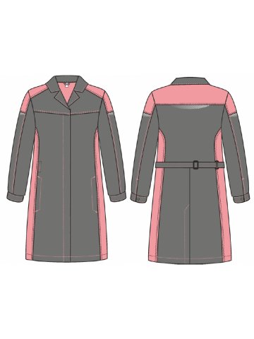 Халат женский ProfLineSpecialist (тк.Смесовая,240), серый/розовый