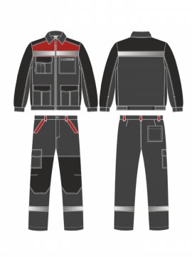 Костюм ProfLineBase-1 (тк.Твил,210) брюки, т.серый/черный/красный