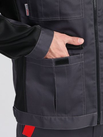Костюм ProfLineBase-1 (тк.Твил,210) брюки, т.серый/черный/красный