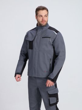 Костюм ProfLineLeader-2 (тк.Хлопок/Спандекс,260) п/к, серый/черный