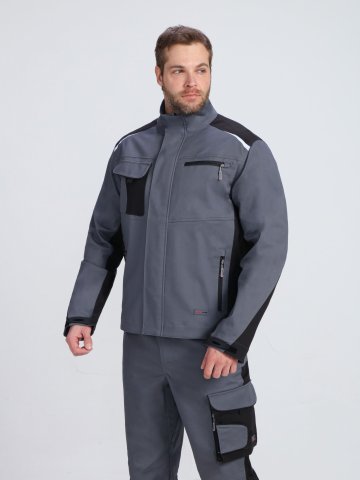 Костюм ProfLineLeader-2 (тк.Хлопок/Спандекс,260) п/к, серый/черный
