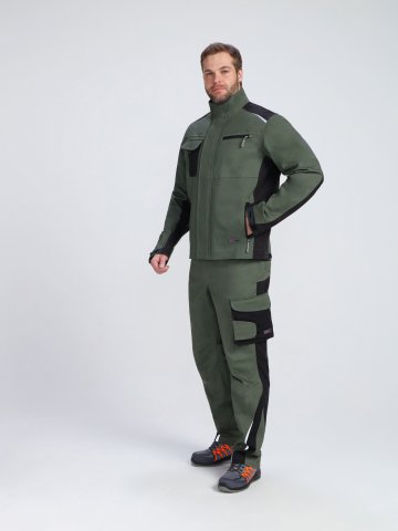 Костюм ProfLineLeader-1 (тк.Хлопок/Спандекс,260) брюки, хаки/черный