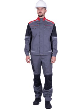 Куртка ТУРБО SAFETY летняя, серый-черный-красный