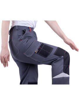 Брюки ТУРБО SAFETY летние, серый-черный-красный, женские
