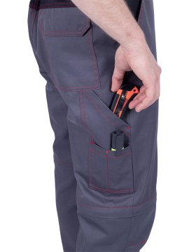 Брюки ХАЙ-ТЕК SAFETY летние, серый-красный-черный