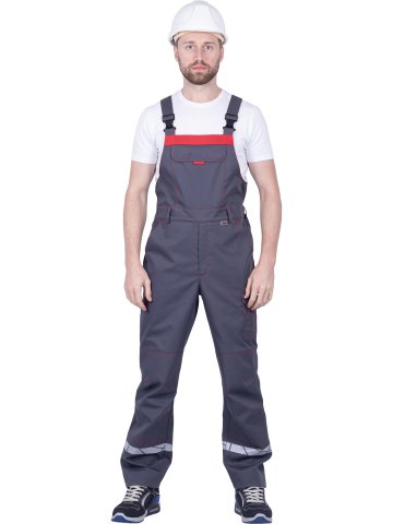 Полукомбинезон ХАЙ-ТЕК SAFETY летний, серый-красный