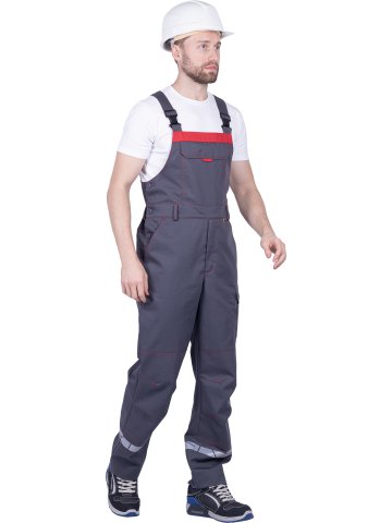 Полукомбинезон ХАЙ-ТЕК SAFETY летний, серый-красный