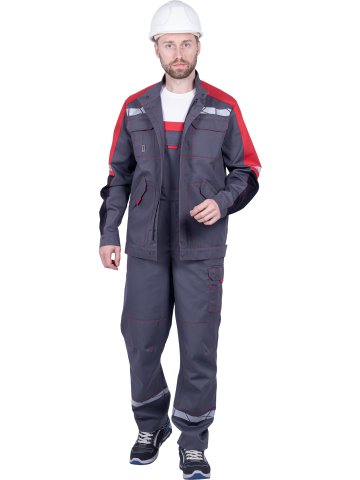 Полукомбинезон ХАЙ-ТЕК SAFETY летний, серый-красный