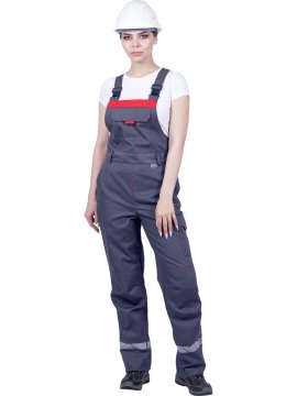 Полукомбинезон ХАЙ-ТЕК SAFETY летний, серый-красный, женский