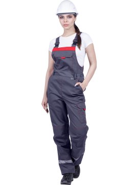 Полукомбинезон ХАЙ-ТЕК SAFETY летний, серый-красный, женский