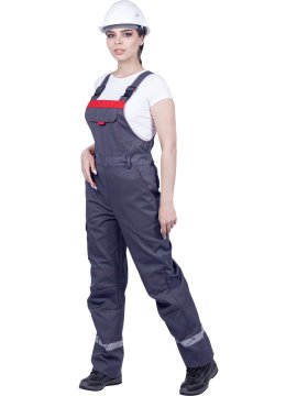 Полукомбинезон ХАЙ-ТЕК SAFETY летний, серый-красный, женский