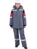 Куртка ХАЙ-ТЕК SAFETY зимняя, серый-красный-черный, женская