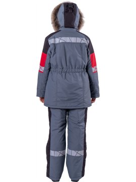 Куртка ХАЙ-ТЕК SAFETY зимняя, серый-красный-черный, женская