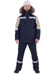 Куртка ХАЙ-ТЕК SAFETY зимняя, синий-бежевый