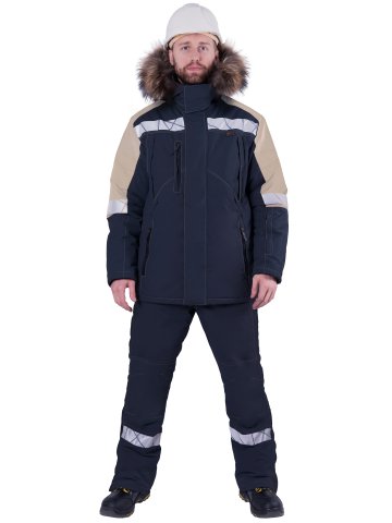 Куртка ХАЙ-ТЕК SAFETY зимняя, синий-бежевый