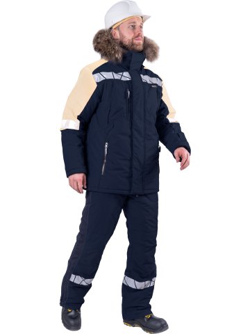 Куртка ХАЙ-ТЕК SAFETY зимняя, синий-бежевый