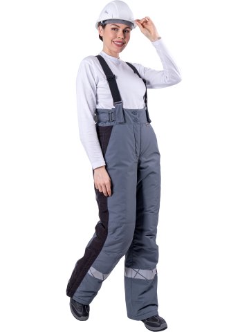 Брюки ХАЙ-ТЕК SAFETY зимние, серый-черный, женские