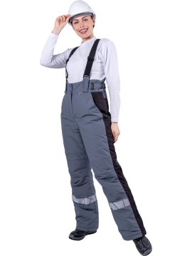 Брюки ХАЙ-ТЕК SAFETY зимние, серый-черный, женские
