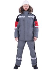 Куртка ХАЙ-ТЕК SAFETY зимняя, серый-красный-черный