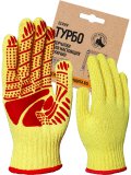 Перчатки трикотажные с ПВХ "ТУРБО" желтый/красный, (Пер 050Я), картонный ярлык