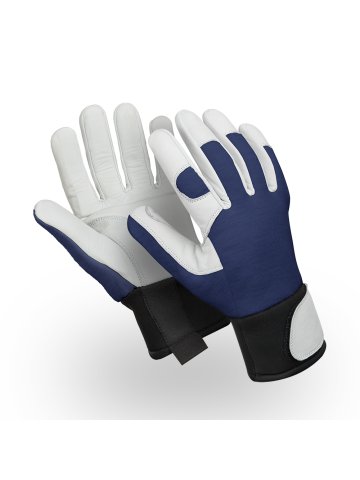 Перчатки ВИБЛОК (VG-572), полиэфир, кожа, VibraGel®, Velcro®, цвет сине-белый