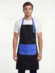Фартук с грудкой Модеринт (тк.Смесовая,210), черный/васильковый