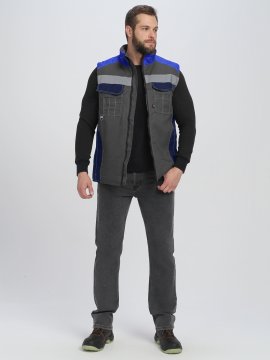 Жилет утепленный Вектрон СОП (тк.Смесовая,240), серый/т.синий/васильковый